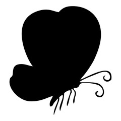 silhouette of a black flying butterfly