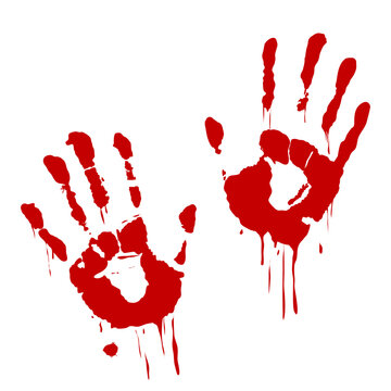 red bloody hand print