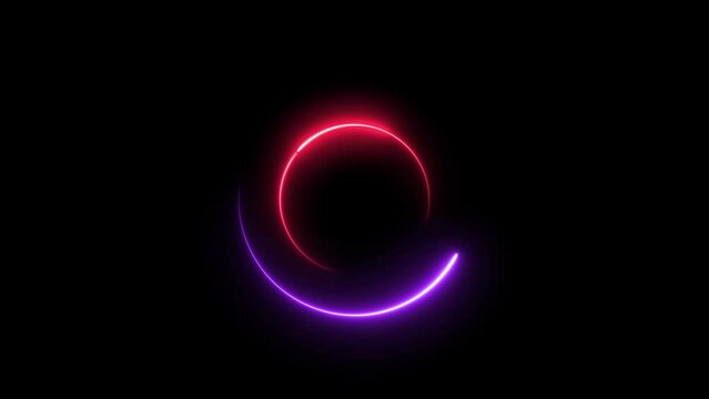 Abstract neon light circle animation background  