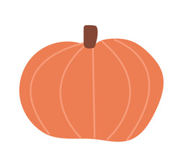 Autumn season element of colorful set. This artwork transforms a pumpkin into a visual delight against a clean white backdrop. Vector illustration.