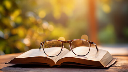 Cozy Moments Captured with Reading Glasses Resting on an Open Book