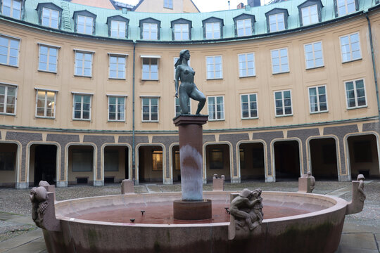 STOCKHOLM, SWEDEN - DECEMBER 18, 2023: Brantingtorget, Square of Branting in the city of Stockholm