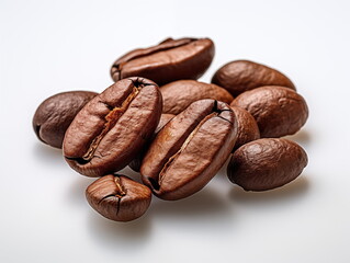 Obraz premium Coffee Beans Isolated Background, Close-Up Of Coffee Beans. Generated AI.