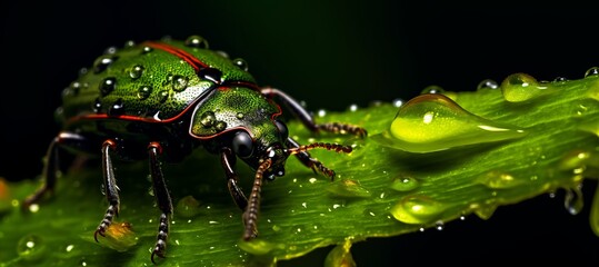 Beautiful world of beetles up close with copy space