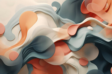 Abstract art piece with organic shapes and muted colors - obrazy, fototapety, plakaty