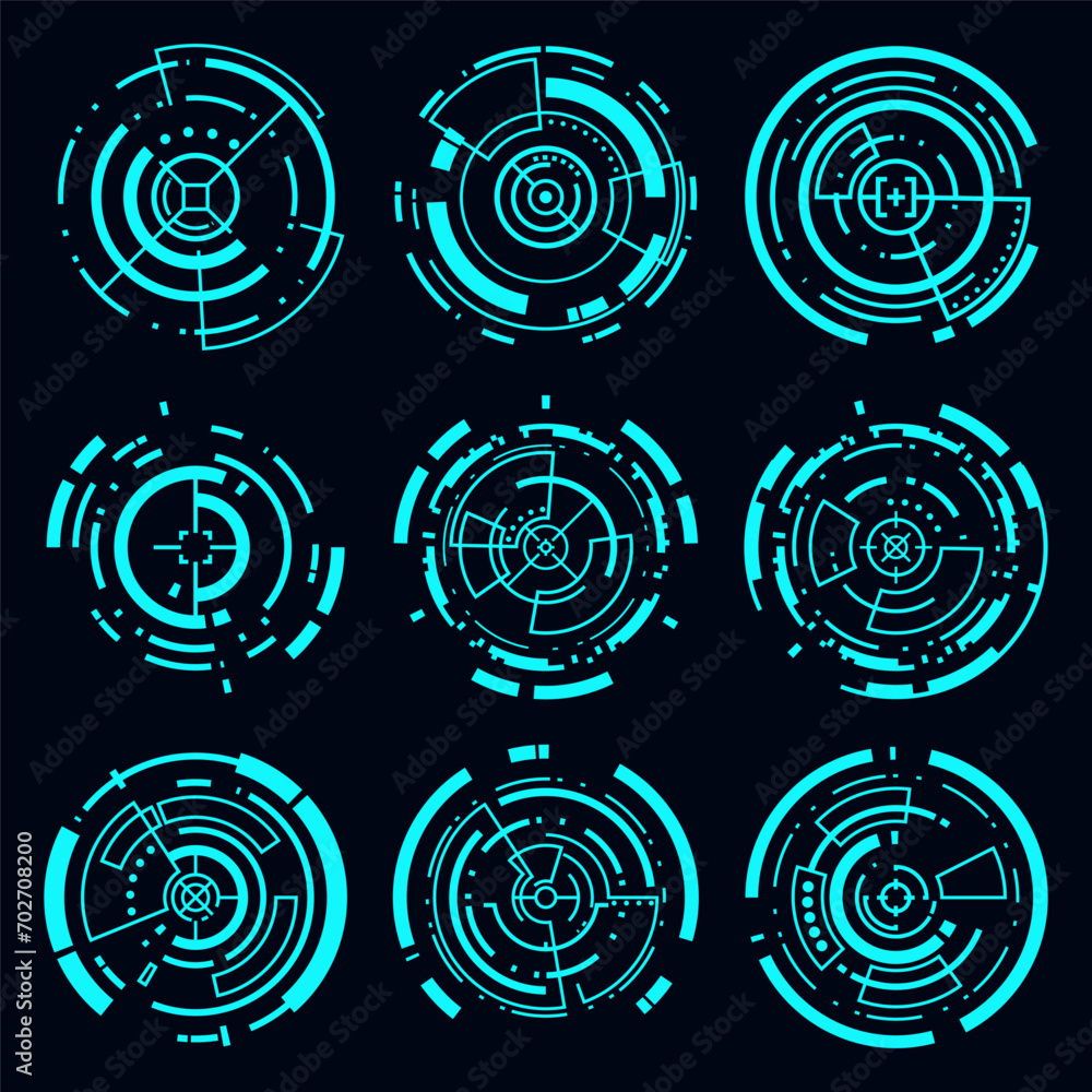 Poster vector circle hud frame cyberpunk interface technology futuristic element.