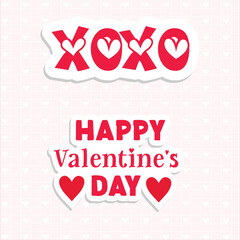 Vector illustration Happy Valentines Day stickers editable post template