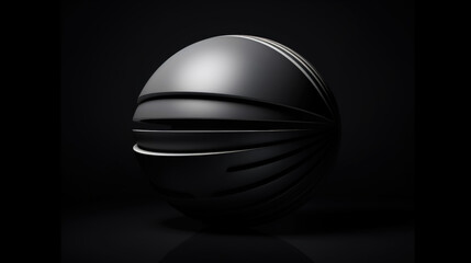 Minimalist background design with futuristic black sphere on dark background. Generative AI