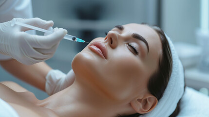 Facial mesotherapy injections, skin renewal and rejuvenation - obrazy, fototapety, plakaty