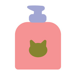 Pets element of colorful set. This illustration transforms a cat shampoo bottle into a visual treat against a clean white backdrop. Vector illustration.
