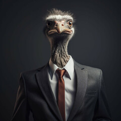 Ostrich in a suit - obrazy, fototapety, plakaty