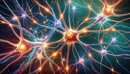 neurons with interconnected dendrites and axons, illustrations of the nervous system