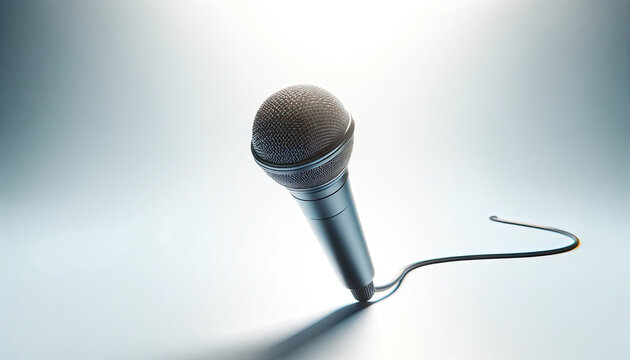 handheld microphone with cable white background
