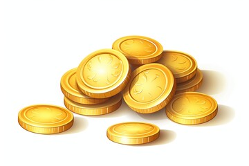 Illustration of golden coins on white background
