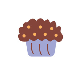 Picnic element of colorful set. The intricately detailed cup cake becomes a visual representation of culinary delight, capturing the essence of indulgence and outdoor feasting. Vector illustration.