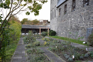 rose garden at a castle