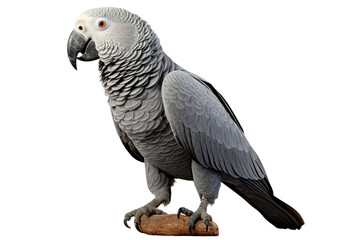 African Grey Parrot Isolated On Transparent Background
