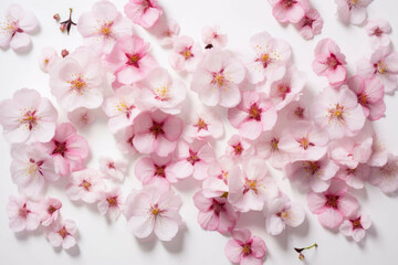 a cluster of pink sakura flowers on a white background