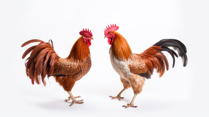 Fototapeta premium colorful free range male rooster isolated on white background with clipping path.