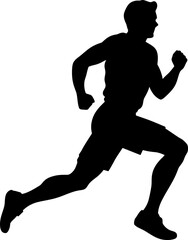 Runner is running silhouette icon in black color. Vector template for laser cutting wall art.