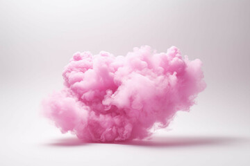 a pink cloud made of snow in the air on a white background