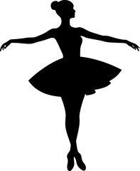 Ballerina silhouette in black color. Vector template design for laser cutting wall art.