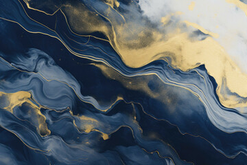 blue gold abstract art by thebear jpg - obrazy, fototapety, plakaty