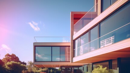 Obraz premium Modern elements in contemporary architecture.. Architectural details of a modern apartment building.