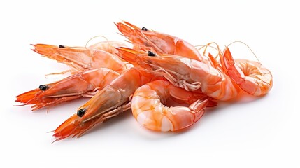 Red boiled shrimp or tiger prawn isolated with clipping path on white background, cooked seafood - obrazy, fototapety, plakaty