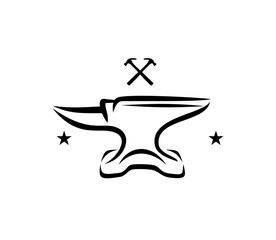 Forging metal on the anvil in smithy graphic design
