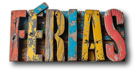 Placa retr&ocirc; escrito &ldquo;F&eacute;rias&rdquo;