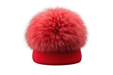 Fur Pom Beanie Isolated On Transparent Background