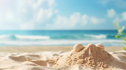 Idyllic Beach Background Featuring a Perfectly Piled Sand Mound for Summer