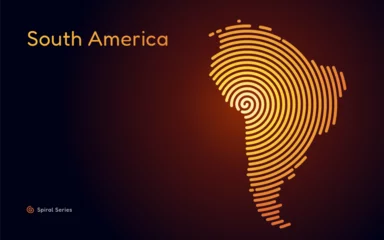 Foto op Canvas Creative Gold circle map of South America. Political map. Spiral fingerprint series © Владимир Тюрин