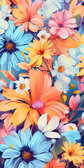 Fototapeta na wymiar Summer background of bright flowers