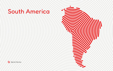 Creative circle map of South America. Political map. Spiral fingerprint series	