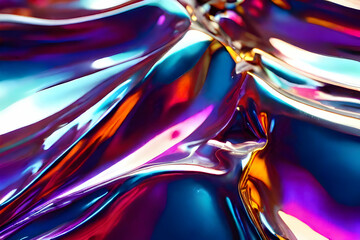 Colorful iridescent shimmering reflective chrome background