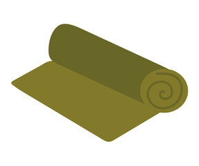 Yoga element of colorful set. This illustration transforms the yoga mat into a visual masterpiece within a sport-inspired context, all against a clean white backdrop. Vector illustration.