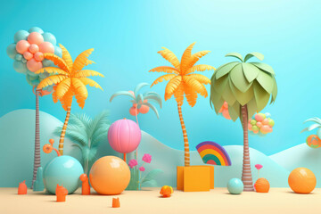 the set of summer items includes palm trees