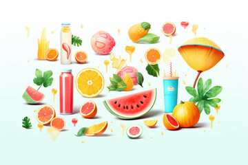 happy summer items for illustration vector