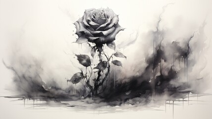 A charcoal drawing of a beautiful rose style Ai generated art