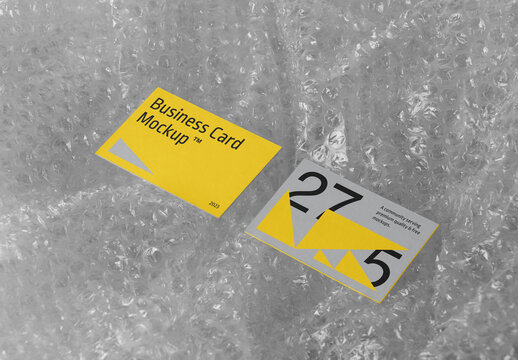 Business Cards on Bubble Wrap Mockup