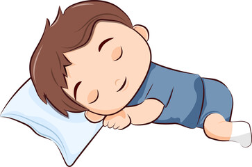 Boy sleeping, character illustration