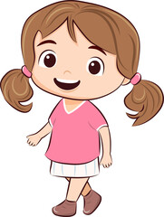 Girl walking, character illustration