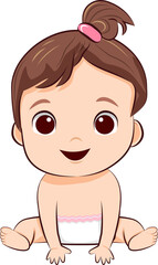 Little Baby Girl smiling and sitting character