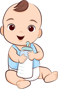 recommend clip art: Baby and bottle of milk