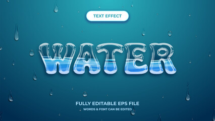 Water 3D text effect editable modern lettering typography font style