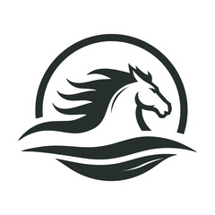Fototapeta premium Horse logo simple elegance and clean. Horse silhouette isolated on white background.