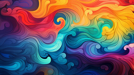 Swirling Psychedelic Pattern with Abstract Multicolors Creating a Hypnotic Effect