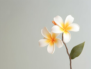 Fototapeta na wymiar Frangipani flower in studio background, single Frangipani flower, Beautiful flower images